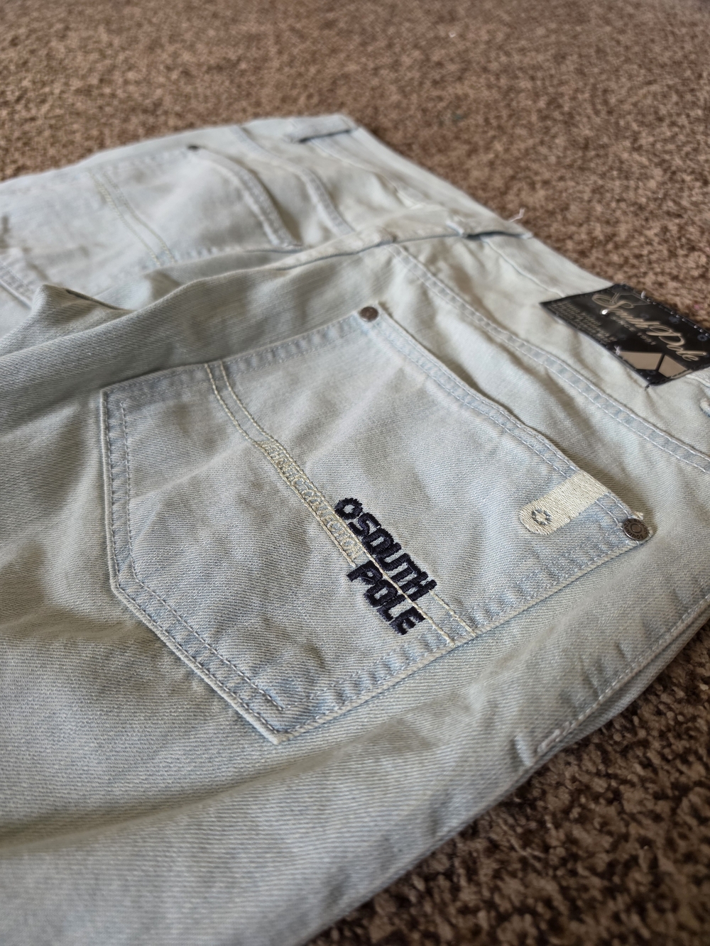 Vintage South Pole Light Blue Wash Jeans Mens Regular Fit Straight Leg Size 34